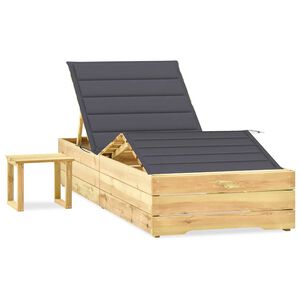 vidaXL Garten-Sonnenliege mit Tisch und Auflage Kiefer Impr&auml;gniert