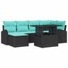 vidaXL Garten-Sofa-Set mit Speicher 7 pcs Schwarz Poly Rattan