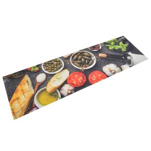 vidaXL K&uuml;chenteppich Waschbar Wein & Essen 45x150 cm Samt