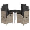 vidaXL 5-tlg. Garten-Essgruppe mit Kissen Grau Poly Rattan