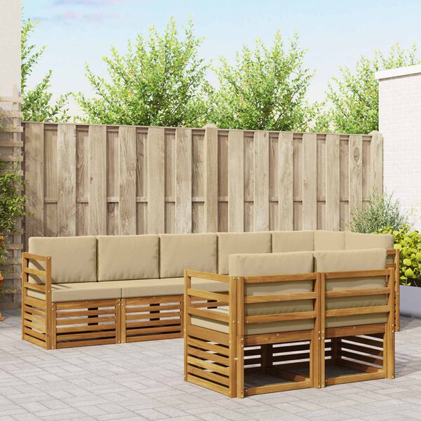 vidaXL Sofagarnituren 8 pcs Natur und Beige Massivholz Akazie