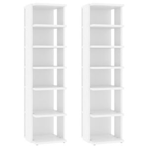vidaXL Schuhschr&auml;nke 2 Stk. Wei&szlig; 27,5x27x102 cm Holzwerkstoff