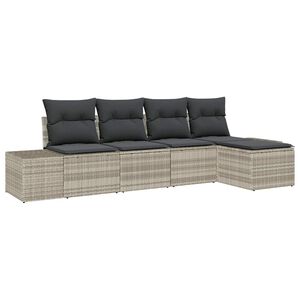 vidaXL Garten-Sofa-Set mit Kissen 5 pcs Hellgrau Poly-Rattan
