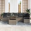 vidaXL Garten-Sofa-Set mit Kissen 7 pcs Grau Poly Rattan
