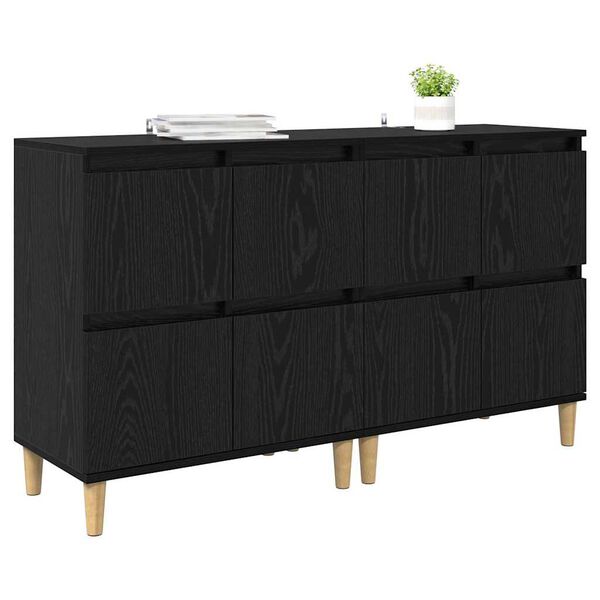 vidaXL Sideboards 2 pcs Schwarz Eichen-Optik 60 x 35 x 70 cm