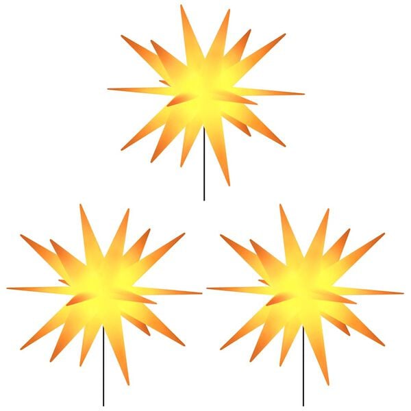 vidaXL LED-Weihnachtssterne 3 Stk. mit Erdspie&szlig;en Faltbar Gelb 57 cm