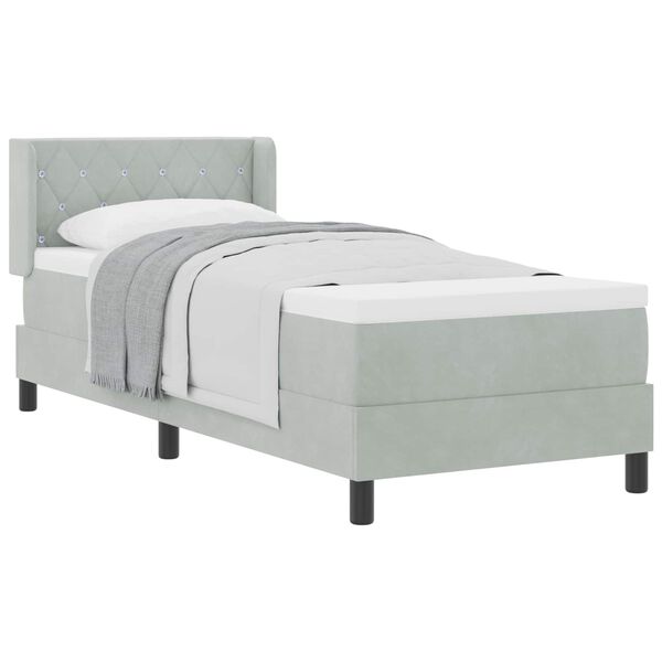vidaXL Boxspringbett mit Matratze Hellgrau 200 x 80 cm Samt