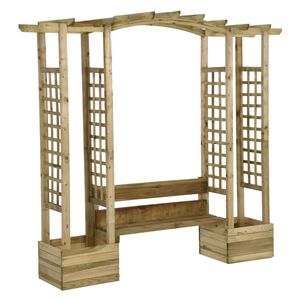 vidaXL Garten-Pergola mit Bank & Pflanzk&uuml;beln Kiefernholz Impr&auml;gniert