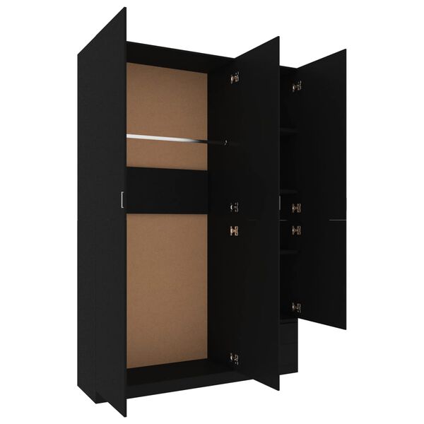 vidaXL 3-türiger Kleiderschrank Schwarz 120x50x180 cm Holzwerkstoff