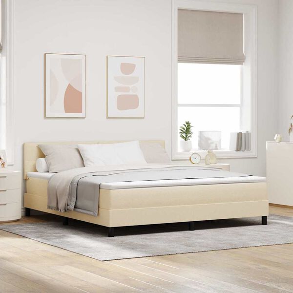 vidaXL Boxspringbett mit Matratze Creme 180 x 200 cm Stoff