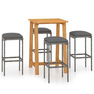vidaXL 5-tlg. Gartenbar-Set mit Kissen Grau