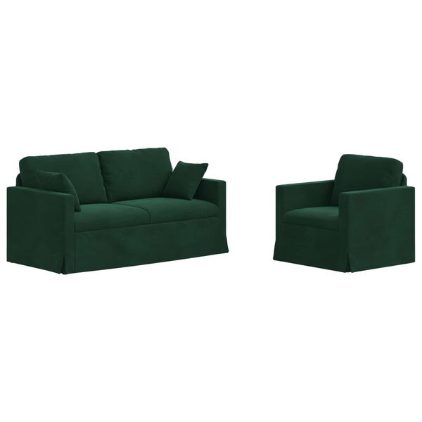 vidaXL Sofa 2 pcs Dunkelgr&uuml;n