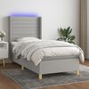 vidaXL Boxspringbett mit Matratze & LED Hellgrau 90x200 cm Stoff