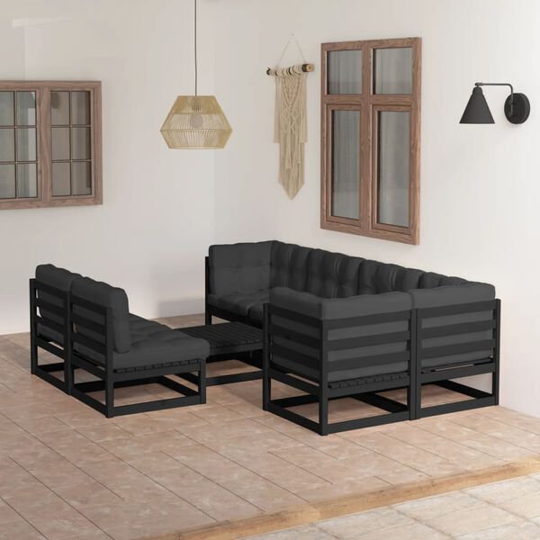 vidaXL 8-tlg. Garten-Lounge-Set mit Kissen Massivholz Kiefer