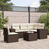vidaXL 6-tlg. Garten-Sofagarnitur mit Kissen Braun Poly Rattan