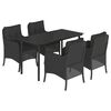 vidaXL 5-tlg. Garten-Essgruppe mit Kissen Schwarz Poly Rattan