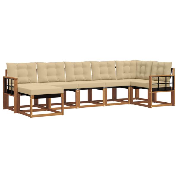 vidaXL Outdoor-Sofagarnitur mit Kissen 7 pcs Natur und Beige