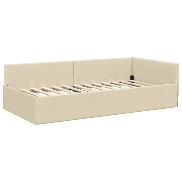vidaXL Eckbettgestell mit Kopfteil Creme 90 cm x 200 cm Samt