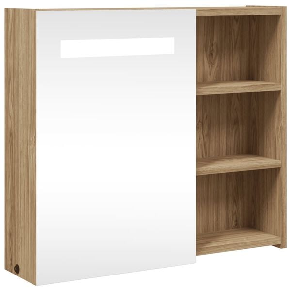 vidaXL Spiegelschrank mit LED-Beleuchtung Eichenoptik 60x13x52 cm