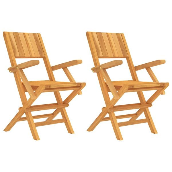 vidaXL Gartenstühle 2 Stk. Klappbar 55x61x90 cm Massivholz Teak
