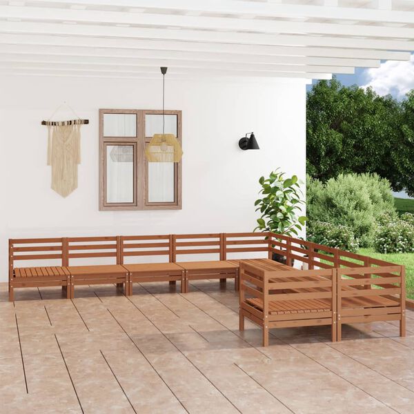 vidaXL 10-tlg. Garten-Lounge-Set Honigbraun Massivholz Kiefer