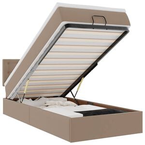 vidaXL Ottoman-Bett mit Matratze Cappuccino-Braun 90x190 cm Kunstleder