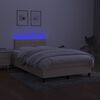 vidaXL Boxspringbett mit Matratze & LED Creme 120x190 cm Stoff