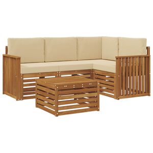 vidaXL Outdoor-Sofagarnitur mit Kissen 5 pcs Natur und Beige