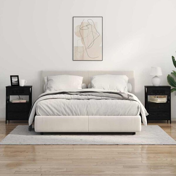 vidaXL Nachttisch Schwarz Eichen-Optik 40 x 31 x 60 cm Holzwerkstoff