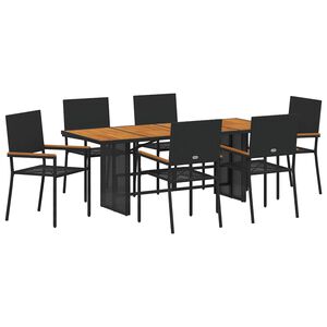 vidaXL Garten Essgruppe 7 stk. Schwarz Poly-Rattan