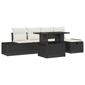 vidaXL Garten-Sofa-Set 6 pcs Schwarz Poly Rattan