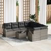 vidaXL Sofa Set mit Kissen mit Speicher 9 pcs Grau Poly-Rattan