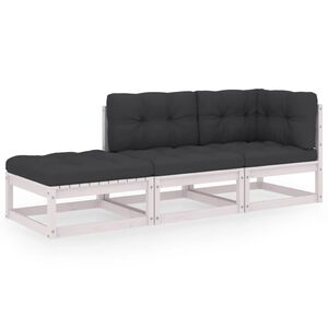vidaXL 3-tlg. Garten-Lounge-Set mit Kissen Kiefer Massivholz