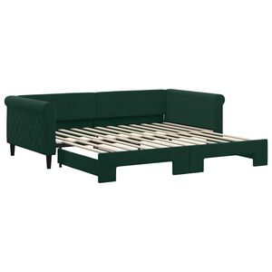 vidaXL Tagesbett Ausziehbar Dunkelgr&uuml;n 100x200 cm Samt