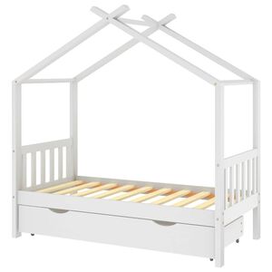 vidaXL Kinderbett mit Schublade Wei&szlig; Massivholz Kiefer 80x160 cm