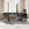 vidaXL Garten-Sofa-Set mit Kissen mit Speicher mit Kissen 9 pcs Grau