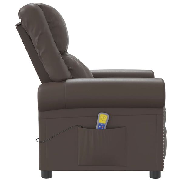 vidaXL Massagesessel Braun Gl&auml;nzendes Kunstleder