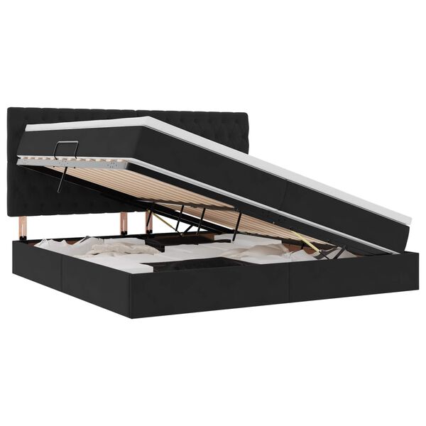 vidaXL Aufbewahrungsbett mit Matratze Schwarz 200 x 200 cm Samt
