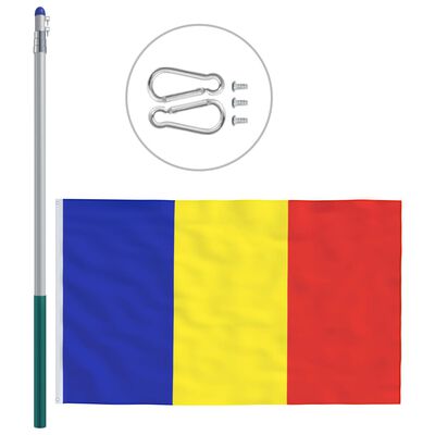 vidaXL Flagge Rumäniens und Mast Aluminium 6 m