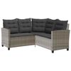 vidaXL Gartensofa in L-Form mit Tisch und Kissen Grau Poly Rattan