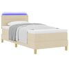 vidaXL LED Boxspringbett mit Matratze mit LED Creme 100 x 200 cm Stoff