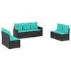 vidaXL 7-teiliges Gartensofa-Set mit Kissen, schwarzes Polyrattan