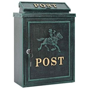 vidaXL Wandmontierter Briefkasten Gr&uuml;n 29 x 13 x 41 cm Gussaluminium