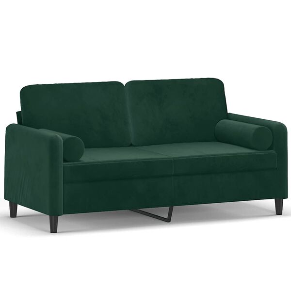 vidaXL 2-Sitzer-Sofa mit Zierkissen Dunkelgr&uuml;n 140 cm Samt