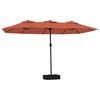 vidaXL Doppel-Sonnenschirm mit LED-Leuchten Terrakottarot 449x265 cm