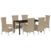 vidaXL Garten Essgruppe mit Kissen 7 pcs Beige Poly-Rattan