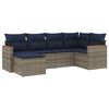 vidaXL 6-teiliges Gartensofa-Set mit Kissen, grau, Polyrattan