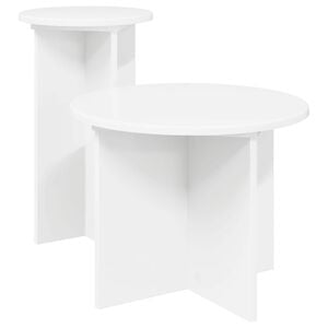 vidaXL Beistelltisch-Set 2 Stk. Wei&szlig; &Oslash; 45 x 35 cm Holzwerkstoff