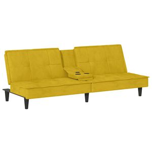 vidaXL Schlafsofa mit Getr&auml;nkehaltern Gelb Samt