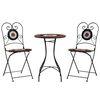 vidaXL Mosaik-Bistro-Set Terrakottarot und Weiß Eisen und Keramik